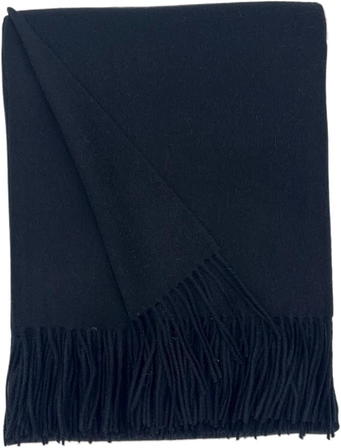 Alashan Cashmere Blend Ripple Finish Woven Throw (Ebony)