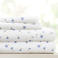 Linen Market Double-Brushed Patterned Microfiber California King Sheet Set 4 Piece – Oeko-TEX Certified Ultra Soft & Wrinkle-Free - 16" Deep Pocket Sheets Easy Care Cal-King Size - Soft Floral Blue