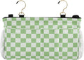 Bedside Caddy Hanging Bunk Bed Caddy Bed Organizer Hanging Pocket with 2 Hooks Bedside Storage Organizer Pocket Bag Holder Checkered Light Green