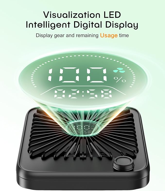 FadFun Small Desk Fan Personal Fans，100Speed Adjustable Quiet Small Portable Fan,Intelligent display of remaining hours for Office Bedroom Home Desk Black