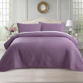 KASENTEX Queen XL Quilt Set 98"x98" – Soft Washed 3-Layer Lightweight Bedspread, Minimalist Nordic Design, All-Season Spring & Summer Quilt Set (1 Quilt + 2 Pillow Shams),Grape Jam Purple