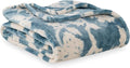 Berkshire Blanket-Classic Heavyweight Soft Printed VelvetLoft® Plush Warm Blanket, Twin Size Soft Fuzzy Blanket for Couch Sofa Bed, Floral Blue, 60in x 90in