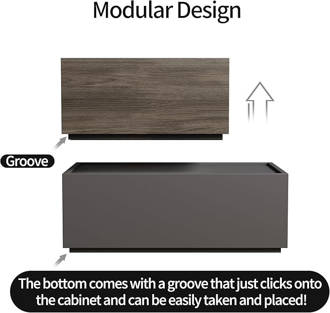 Modern Nightstand Modular Stackable Drawers Modular Storage Bedroom Furniture Set - Bedside Table, Storage Cabinet, Sofa End Table for Bedroom Living Room Hallway Entryway Black Small