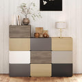 Stackable Storage Drawers, Wooden Drawer Storage Organizer, Modern Nightstands with Wooden Drawers, Small Storage Cabinet, Modular Design, Available in 2 Sizes for Versatile Use Grey Large