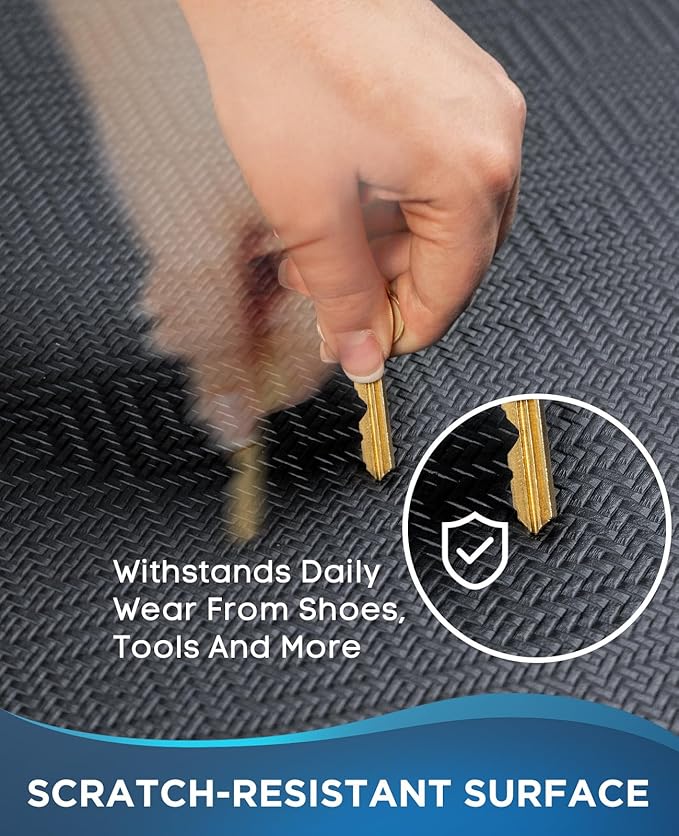 Ophanie Kitchen Mats for Floor, 3/4 inch Thick, 17x28 Anti Fatigue Cushioned Mat, Kitchen Rugs, Waterproof, Comfort Ergonomic Standing Mat for Office, Home, Sink, Black Non-Slip Ridged Bottom
