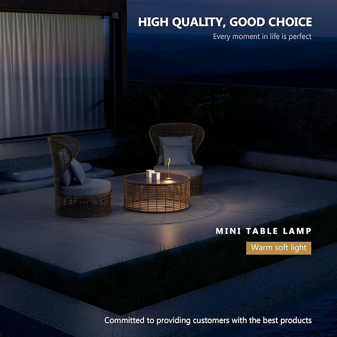 Modern LED Color-Changing Cordless Table lamp, 7 Colors, metal Shade, Touch control with sleep mode for Restaurant, Bedroom, Outdoor Camping, Coffee Shop, Night Light, Rechargeable (Golden 1PACK)