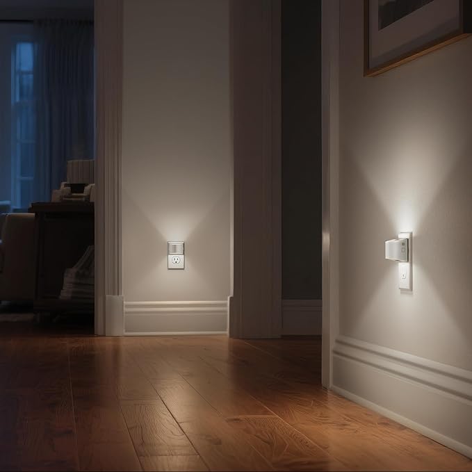 DORESshop LED Night Light[4 Pack], Night Lights Plug into Wall, 3 Level Brightness Adjustable Plug in Night Light, Dusk to Dawn Sensor Nightlights for Adults,Bedroom,Bathroom,Hallway,5000K White Cover