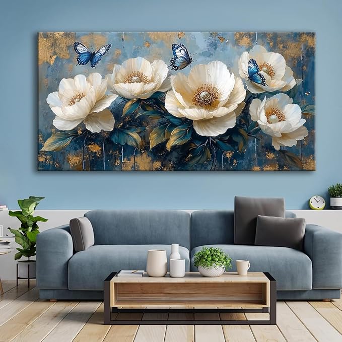 Flowers Canvas Wall Art - Modern landscape Paintings for Living Room, Bedroom Wall Decor, Framed Wall Art for Home or Office Decoration, Large Wall Art 75x150cm(30x60in)