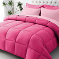 JOLLYVOGUE Full Comforter Set, Ultra-Soft Bed in a Bag Full Size 7 Pieces, Oeko-TEX Certified Bedding Set with Down Alternative Comforter, Sheets, Pillowcases & Shams, Hot Pink & Baby Pink