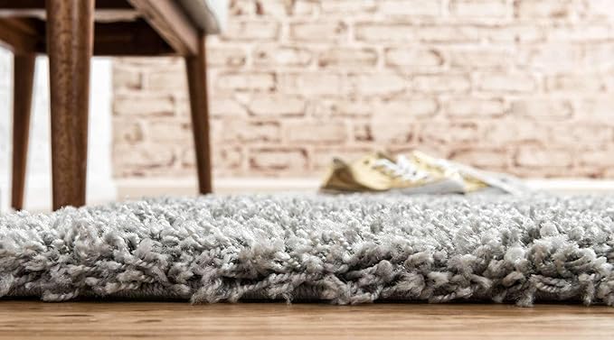 Unique Loom Solid Shag Collection Area Rug (2' 6" x 13' 1" Runner, Cloud Gray)