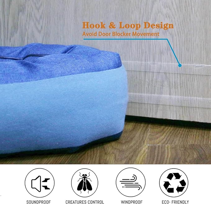 TORRAMI 32" Door Draft Stopper Under Bottom Insulation Noise Air Stopper 2.0LB,Draft Guard Seal for Doors and Windows - Blue Triangle