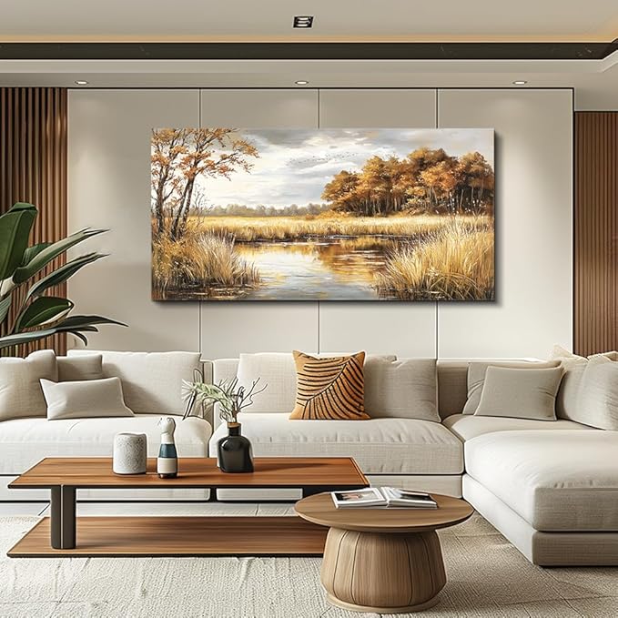ERQINHUA Canvas Wall Art For Living Room Bedroom Wall Decor For Office Farmhouse Mural Lake Surface Landscape Painting Artwork Pictures Dining Room Hallway Home Decoration Ready To Hang 20x40 In
