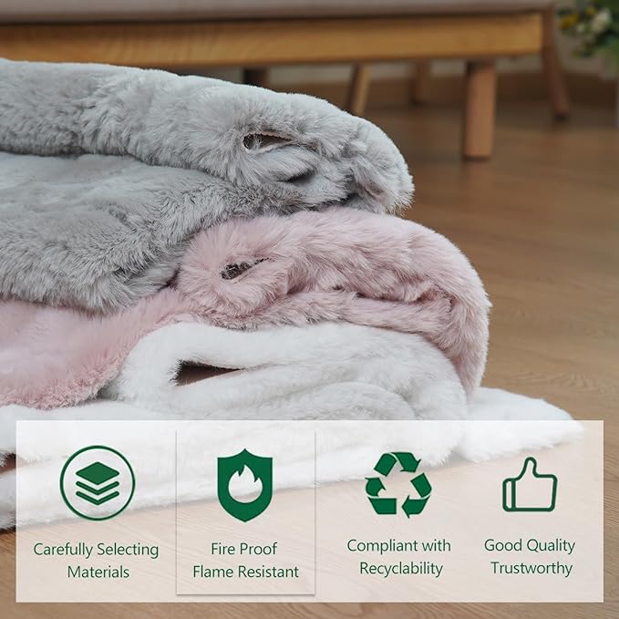 Latepis Gray 8x10 Area Rug Faux Rabbit Fur Grey Fluffy Rugs Plush Shag Rugs for Living Room Fuzzy Rug for Bedroom, Dorm, Playing Room, Nursery Room