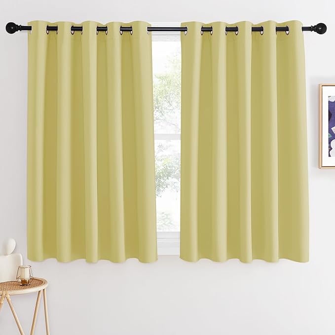 NICETOWN Blackout Curtains 54 Inches Long, Thermal Insulated Room Darkening Curtains for Bedroom, Window Treatment Drapes for Living Room Nursery (W66 x L54 Inch, Paler Yellow, 1 Panel)