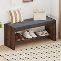 BON AUGURE Shoe Bench with Storage, Entryway Bench with Cushion & 2-Tier Shoe Rack, Modern Ottoman Storage Bench for Mudroom, Hallway, Bedroom (Rustic Oak, 40 Inch Wide)