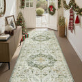 PADOOR 2X10 Runner Rug,Runners for Hallways,Soft Green Washable Bedside Rugs for Bedroom,Non Slip Long Rug for Hallways Entryway Laundry Room Stair Kitchen Bathroom