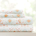 Linen Market Double-Brushed Patterned Microfiber Full Sheet Set 4 Piece – Oeko-TEX Certified Ultra Soft & Wrinkle-Free - 16" Deep Pocket Sheets - Easy Care Full Size - Aztec Dreams Coral