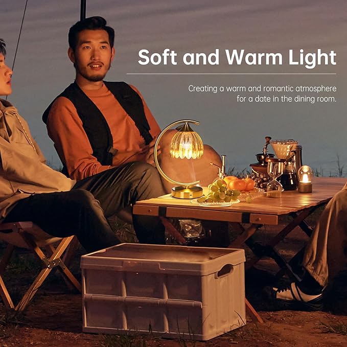Tulip Table Lamp with 5200mAh Battery & Touch Control, Cordless Lamp with 3 Color Temperatures Clear Bulb, Rechargeable Small Table Lamps for Living Room, Bedside, Nightstand (Amber Tulip)