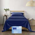 THREAD SPREAD 100% Cotton Sheets Twin Size - 400 Thread Count Cotton Bed Sheets Twin, 3 PC Set (Navy Blue), Luxury Soft, Breathable, Cooling, Sateen Weave 16" Deep Pocket Bedsheet for Dorm Rooms