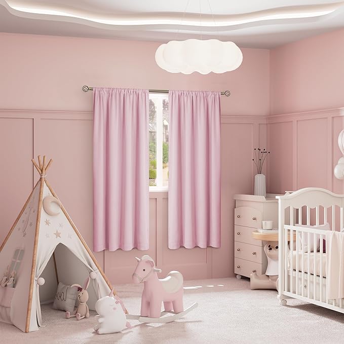 BGment 100% Blackout Curtains for Bedroom 72 Inch Long, Full Room Darkening Soundproof Heavy Thermal Insulated Bedroom Window Drapes with Rod Pocket, 2 Panels, 52 x 72 Inch, Pink