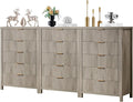 5 Drawers Dresser for Bedroom, 44 Inches Tall Modern Bedroom Dressers, Chest of Drawers for Bedroom, Fluted Dresser for Closet Organizer for Living Room, Hallway, Entryway (Grey Oak, 3 Pieces)