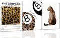Trendy Leopard Framed Set of 3 Canvas Poster Prints,Picture Modern Artwork Wall Art for Home Décor,Perfect for Adds Wilderness & Elegance to Living Room,Bedroom or Any Interior Space,24Lx16W