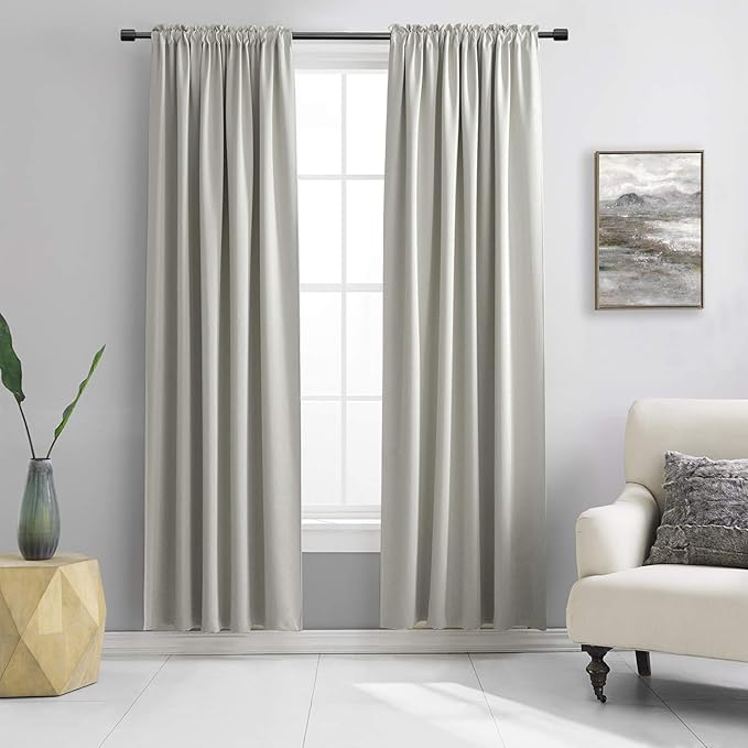 DONREN Light Gray Blackout Curtains - All Season Thermal Insulated Rod Pocket Room Darkening Curtains for Bedroom (2 Panels,42 W x 84 L)