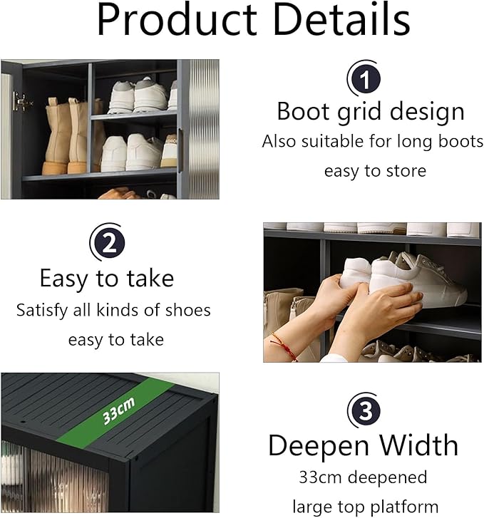 Bamboo Shoe Cabinet with Acrylic Door,11-Tier Shoe Storage Rack, 40-45 Pairs Freestanding Shoe Rack, Entrance Shoe Cabinet for Hallway Living Room
