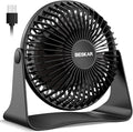 BESKAR USB Small Desk Fan, Portable Fans with 3 Speeds Strong Airflow, Quiet Operation and 360°Rotate, Personal Table Fan for Home,Office, Bedroom - 3.9 ft Cord