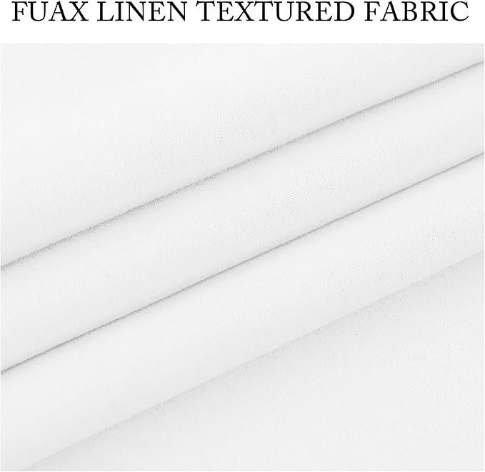 RYB HOME 4 in 1 Set Dust Filter - Soundproof - Blackout - Insulating, Energy Efficiency Linen Curtains for Kids Bedroom Living Room Divider Apartment Hotel Office Theatre, White, W 52 x L 84, 2 Pcs