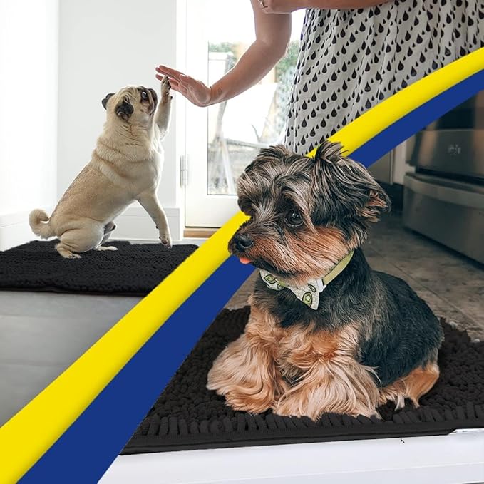 Muddy Mat® Shown on TV – Super Absorbent Door Mat Indoor, Microfiber Quick Dry Chenille Entryway Rug, Non-Slip Front Door Mat, Indoor Mats for Entryway, Machine Washable Pet Rug, Black 36"x60"