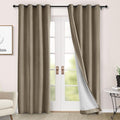 Macochico 100% Blackout Curtains Insulted Window Panels for Bedroom Living Room Dining Room Luxury Chenille Curtains Classic Home Decor Palm Curtains with Tieback 52" Wx72 L Grommet 1 Panel