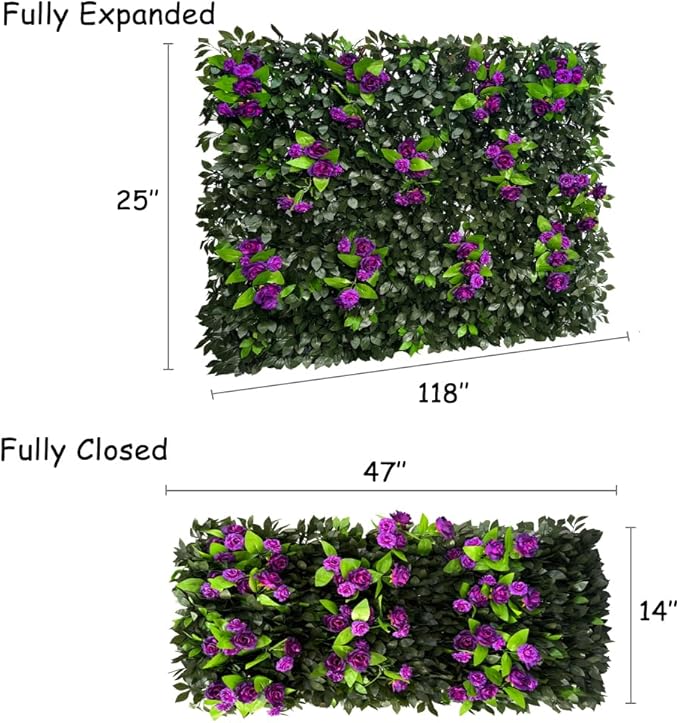 GLANT Expandable Fence Privacy Screen for Balcony Patio Outdoor,Decorative Faux Ivy Fencing Panel,Artificial Hedges (Single Sided Leaves) (1, Branches -Purple Rose)