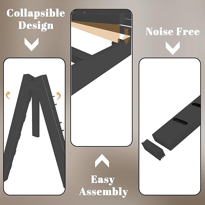 Full Size Bed Frame 14 Inch Black, Metal Bed Frame Full with Gaskets, No Box Spring Needed, Heavy Duty Steel Platform Supprt, Rounded Corner Design, Reserved Holes, Noise Free, Easy Assembly