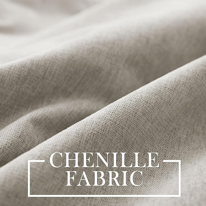 Macochico 100% Blackout Curtains Luxury Chenille Curtains for Living Room Thermal Blackout Curtains for Bedroom Hotel Banquet Classic Decor Beige Curtains with Tieback 72" Wx96 L Grommet 1 Panel