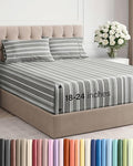 Extra Deep Twin Sheet Set - 4 Piece Breathable and Cooling Sheets - Hotel Luxury Bed Sheets Set - Easy Fit - Soft, Wrinkle Free and Comfy Sheets Set - Grey Striped Sheet Set with Extra Deep Pockets