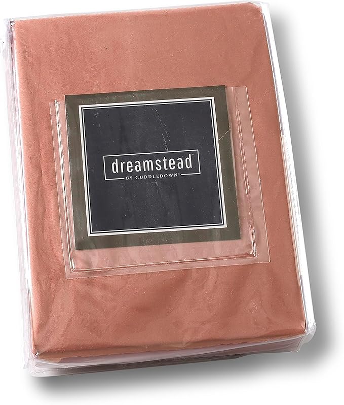 Cuddledown Dreamstead 100% Cotton Bed Sheets Set | 300 Thread Count | Luxurious Sateen Weave | Pure Combed Cotton | Soft | Wrinkle Resistant | 4 Piece Set | Red Sand | Full | 54” x 75"