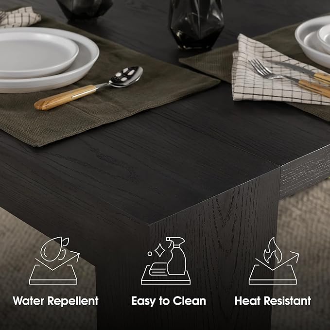 Transformer Table - Solid Wood Extendable Dining Table, Seats 2-12, Extendable Dining Room Table, Space-Saving Furniture, Expandable Dining Furniture (Black, Table + Bench + 4 Chairs)