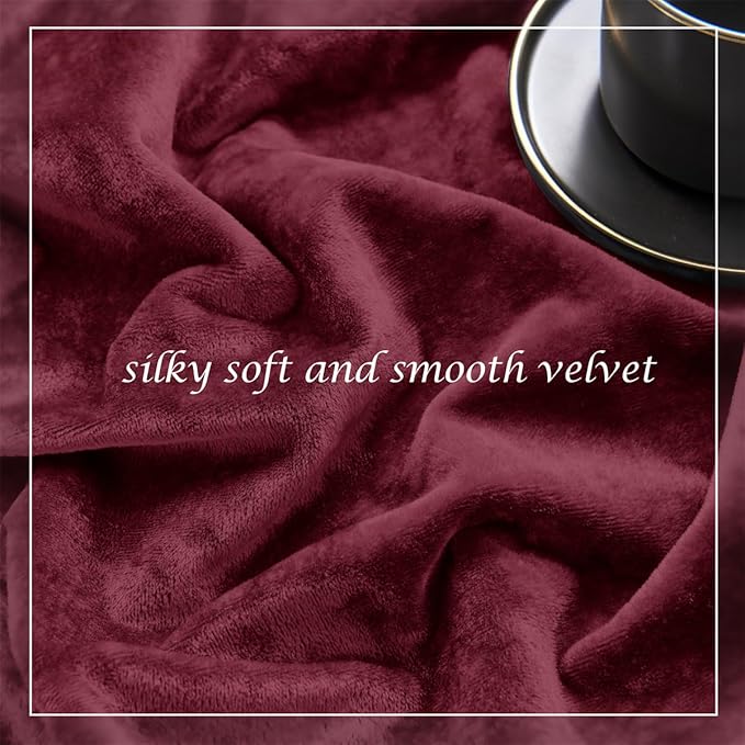 SMILETIME Burgundy Red Crushed Velvet Curtains 52x96 inch Luxurious Thermal Insulated Soundproof Drapes for Living Room Bedroom Office Soft and Durable Light-Filtering Window Treatments, 2 Panels