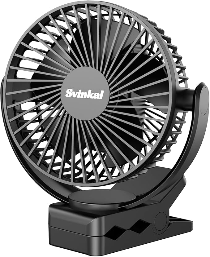 Svinkal Portable Magnetic USB Clip on Fan - 6 Inch 5000mAh Rechargeable, 3 Speed, 720° Adjustable, Personal Desk Fan for Bedroom, Camping, Golf Cart, Office