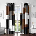 Brown 100% Blackout Curtains for Bedroom 96 inch Long 2 Panels Set Black White Gray Modern Abstract Geometric Black Out Curtains Insulated Room Darkening Window Drapes for Living Room, 52Wx96L