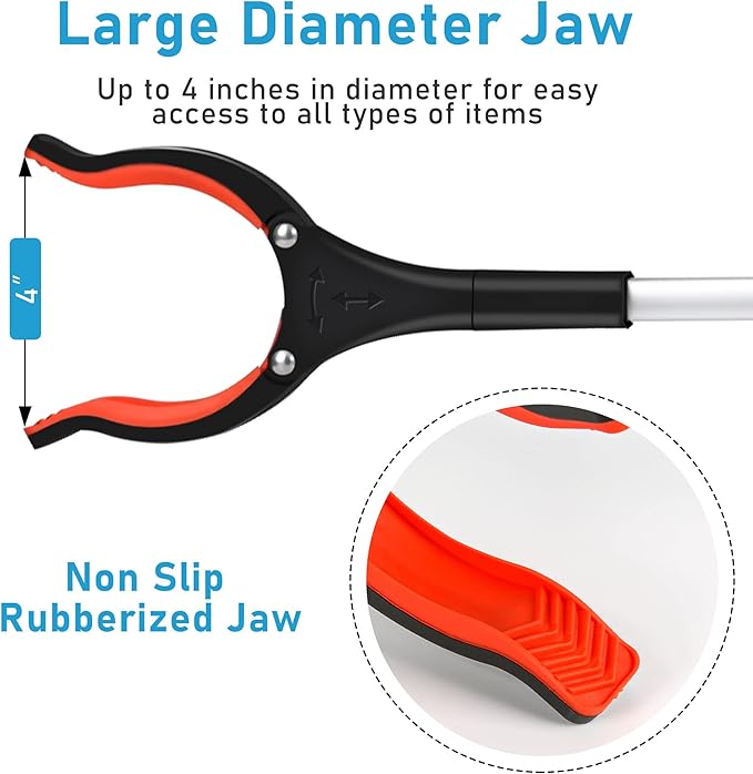Grabber Reacher Tool, 32" Grabbers for Elderly, Lightweight Extra Long Handy Trash Claw Grabber, Mobility Aid Reaching Assist Tool for Trash Pick Up, Nabber, Litter Picker, Arm Extension (Orange1)