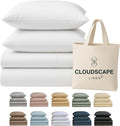 Cloud Scape Linen 100% Egyptian Cotton Sheets for Queen Size Bed, 400 Thread Count, 4 Pieces Bedding Set, Hotel Quality, Silky Soft, Deep Pockets up to 17”, White