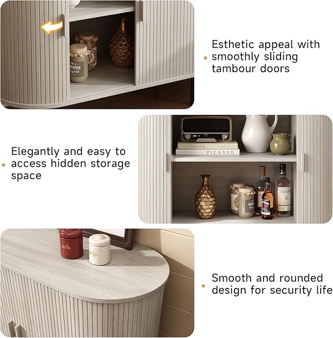 ONBRILL 40" Sideboard Buffet Cabinet with Storage, Storage Cabinet with Sliding Door & Adjustable Shelf, Modern Accent Coffee Bar Console Table for Kitchen, Entryway, Natural White
