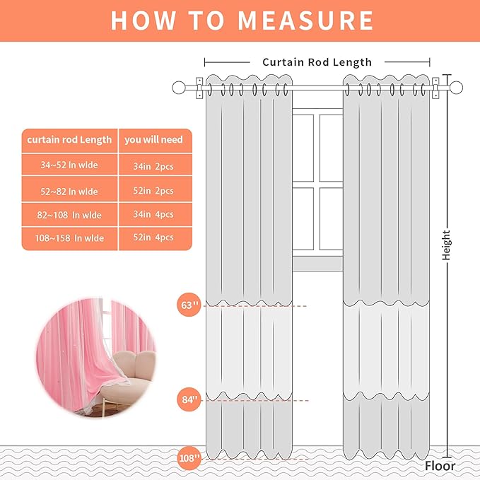 XiDi Pink Curtains for Bedroom Decor, Girls Room Blackout Curtains, Kids Room Darkening Curtains, 1 Panel