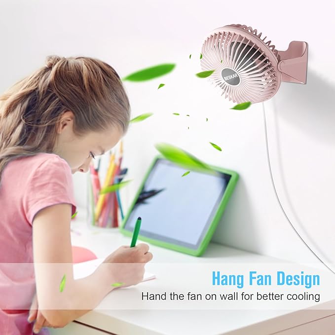 BESKAR USB Small Desk Fan, Portable Fans with 3 Speeds Strong Airflow, Quiet Operation and 360°Rotate, Personal Table Fan for Home,Office, Bedroom - 3.9 ft Cord