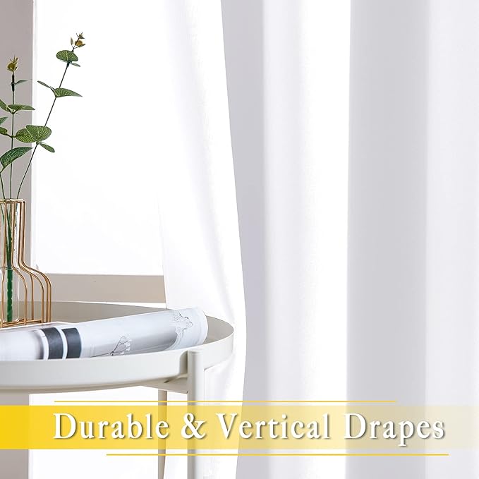 NICETOWN Sliding Door Curtain Window Treatment for Living Room, Energy Smart Thermal Insulated Extra Wide Solid Blackout Curtains/Drapes for Patio Door (Pure White, W80 x L84)