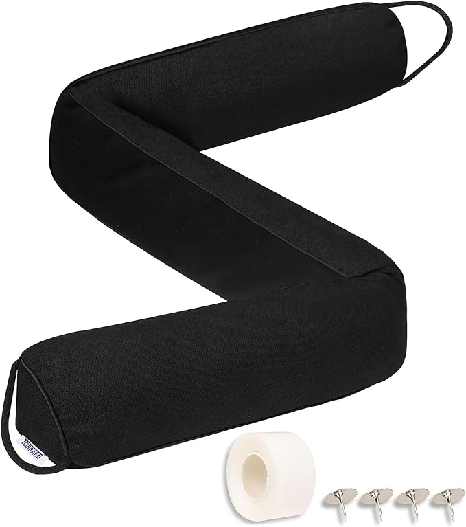 TORRAMI Under Door Draft Stoppers 38 Inch, Heavy Triangle Stop Draft Block Cold Air/Wind/Breeze Noise Blocker Door Sweeps Weather Stripping Bottom Seal Black
