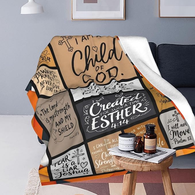 Christian Gift for Women, Bible Inspirational Throw Blanket for Couch, Soft Flannel Blanket, 60"x 80" Prayers Blankets for Bedroom Sofa Living Christmas Halloween Decoration