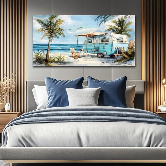 ERQINHUA Wall Art For Living Room Canvas Wall Decor For Bedroom Office Decorations Marine Beach Landscape Painting Pictures Artwork Modern Beach Posters Aesthetic Ready To Hang Home Decor 20"x40"